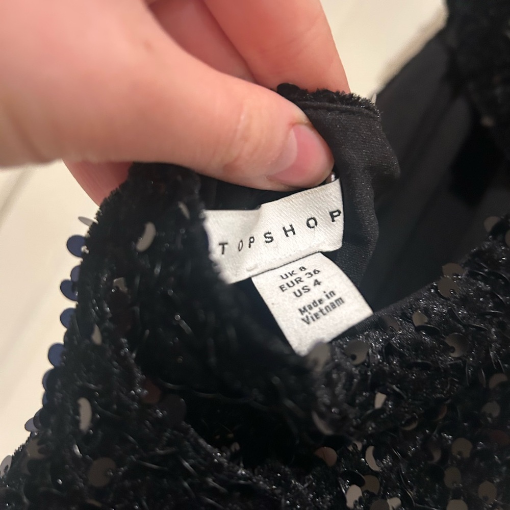 Topshop Elegant Black Sequin Dress open back size small (4) - Picture 5 of 5